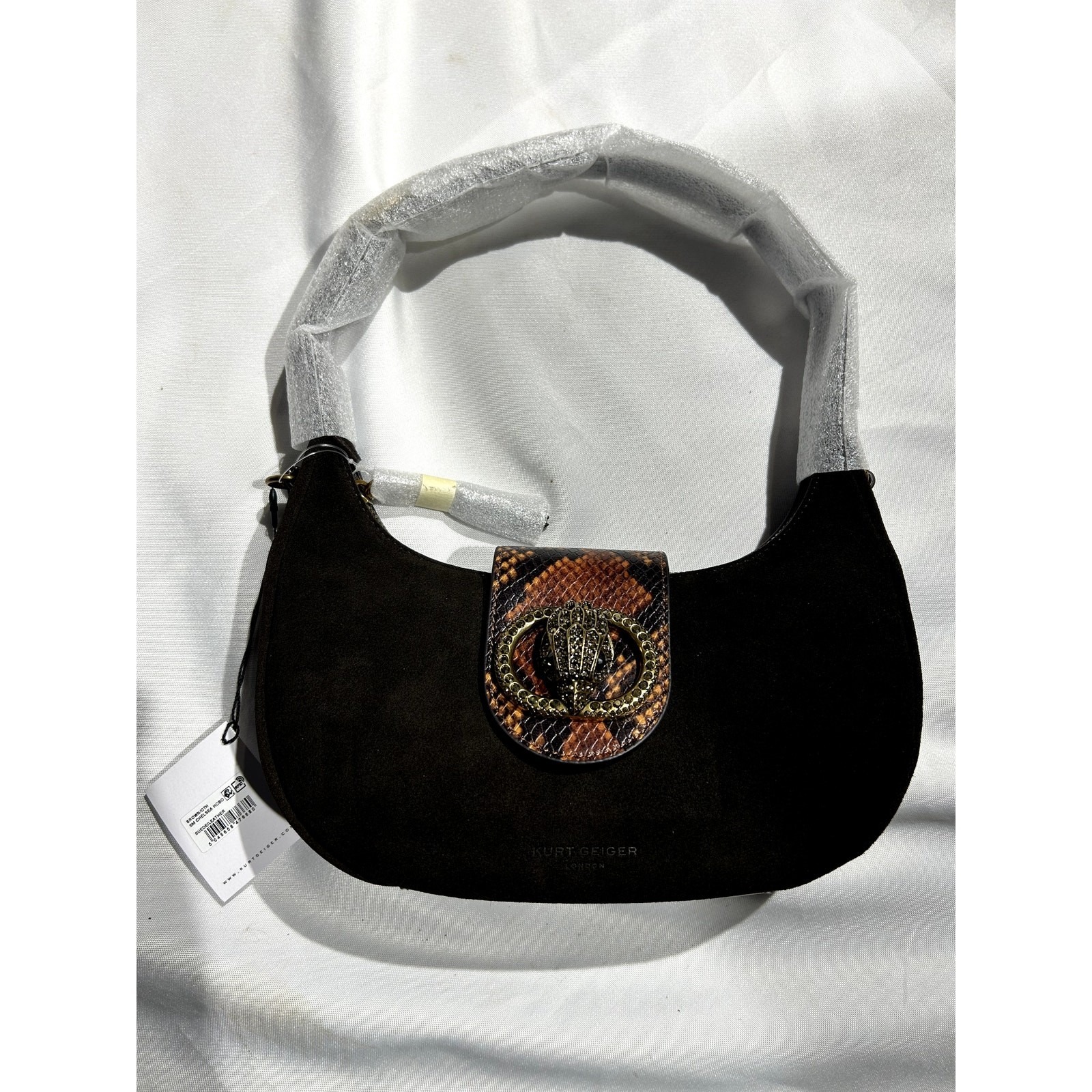 Kurt Geiger Chelsea Hobo Brown Suede Shoulder Bag Nwt